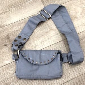 Lakhays Blue Cotton Studded Fanny Pack Crossbody Bag
